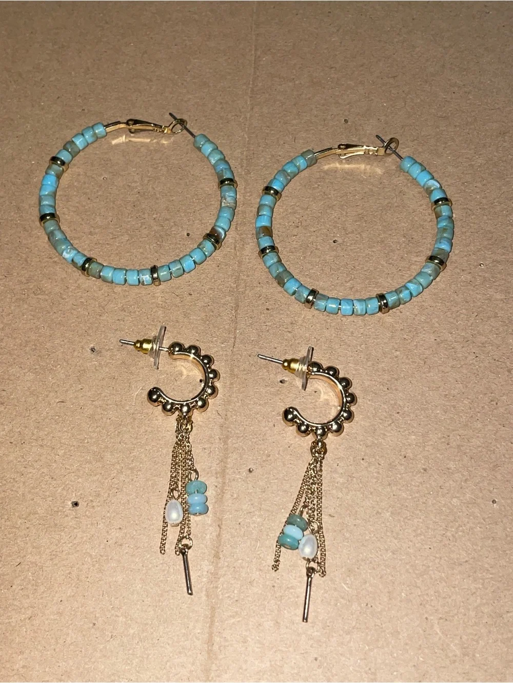Free People Urban Turquoise Beaded & Gold-Tone Multi-Style Earring Bundle Set